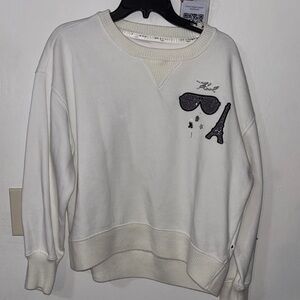Karl Lagerfeld White Sweatshirt with Black Accents